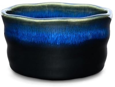 Teeladen Herzberg MAOCI - Matcha Tee-Schale Chawan aus Porzellan 350ml blau-schwarz handgefertigt