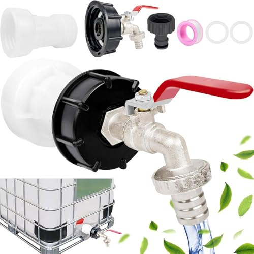 IBC Tank Auslaufhahn - 1000l Wassertank Zubehör, Container Hahn Mit 3/4 Zoll Anschluss, Adapter für Wassertank Wasserhahn