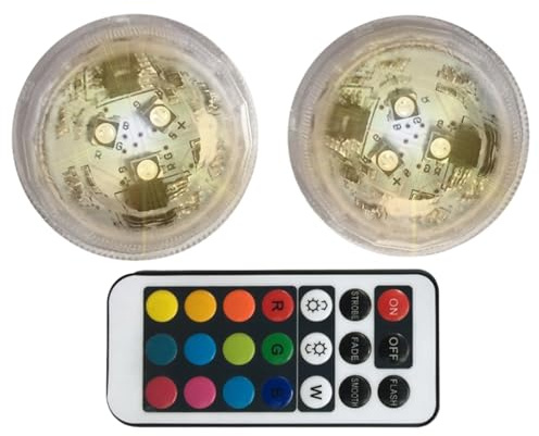Teksome Wasserdichte Puck- – wasserdichtes Teelicht – kleine Fischglas-Lampen mit Fernbedienung, batteriebetriebene Farbwechsel- - für Vase, Aquarium