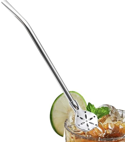 Cannuccia, cucchiaio per paglia – cannuccia filtrante in acciaio – portatile per infusore per tè – colini filtranti riutilizzabili a forma di cucchiaio a forma di per