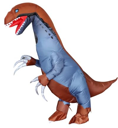 FXICH Aufblasbare Dinosaurier Kostüme für Erwachsene Aufblasbares Kostüm Aufblasbarer Dinosaurier-Anzug Lustiges Dino-Kleid Aufblasbarer Dinosaurier-Anzug mit silbernen Krallen