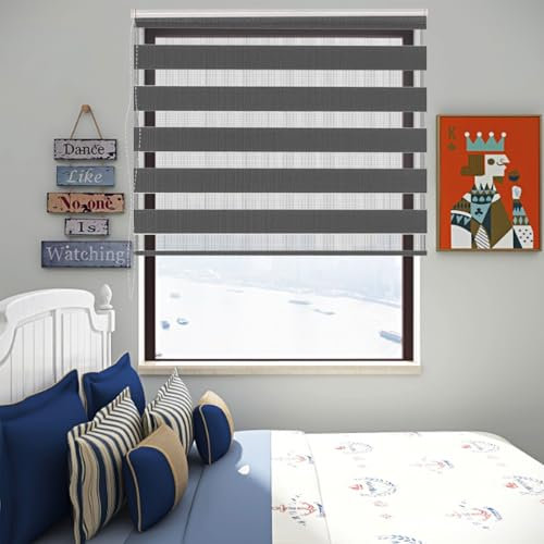 Verdunkelungsrollo Klemmfix 65 x 240 cm Sichtschutz Sonnenschutz Dachfenster Verdunkelungsrollo Inkl. Montagematerial für Fenster Und Tür, Dunkelgrau