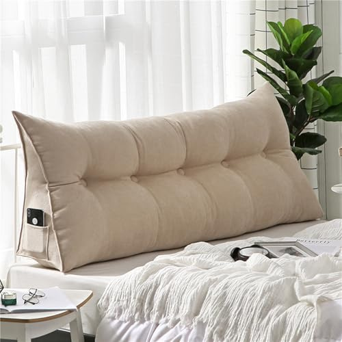 Genérico Cabecera Almohadón Almohada Triángulo Cabecera Almohadón Adaptado A Sala De Estar Dormitorio Cabecera Almohada,Beige,120 * 50 * 20cm