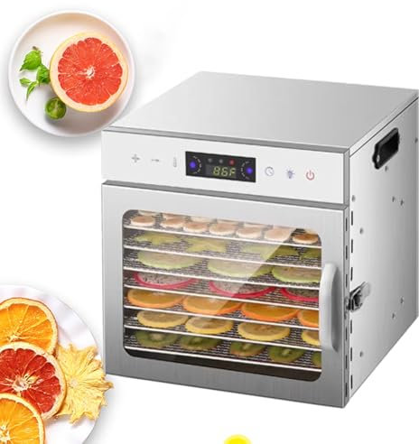 Essiccatore per alimenti, essiccatore per alimenti e carne secca, frutta, erbe, verdure, essiccatore elettrico per alimenti con controllo della temperatura, circolazione uniforme del calore,8-Trays