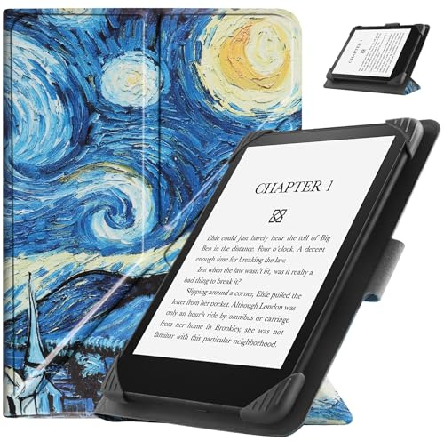 HGWALP Funda Universal para 6.8 7 Paperwhite eReaders, Funda Folio Stand Soporte con Correa Compatible con 6.8 Pulgadas 7 Pulgadas Paperwhite Kindle/Kobo/Voyaga/Lenovo/Sony E-Readers-Starry Sky