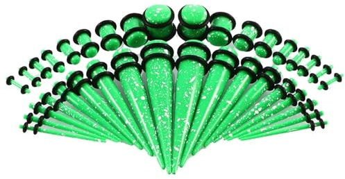 Tolldek Plug Ohr Set 36er, Kegel Ear Tunnel Plug, Acryl Grün Ohrringe Damen Piercing Schmuck