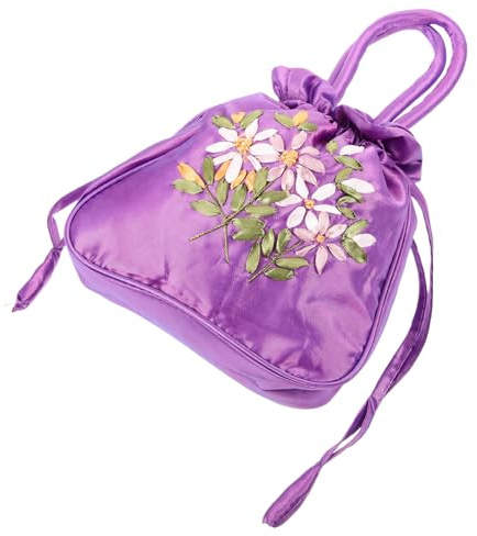 CALLARON Paquet à Main pour Femme Paquet Brodé en Soie Grosse Capacité et Cordon de Serrage, Élégant et Facile à Porter pour Mariages et Sorties
