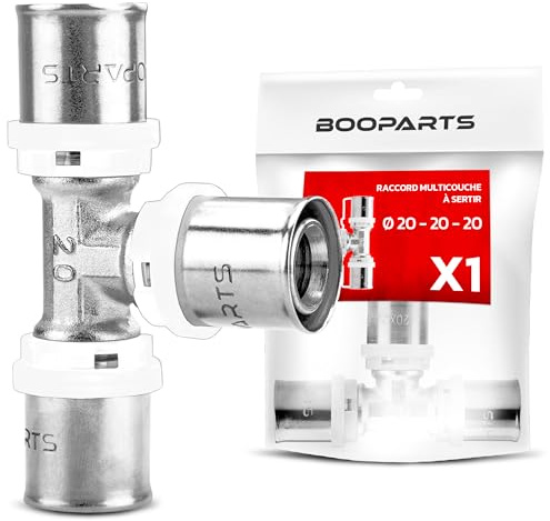 BOOPARTS – Raccordo a T a Pressare 20 mm per Tubo Multistrato | Profilo TH | Ottone Nichelato | 1 Pezzo
