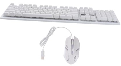 UKCOCO Conjunto de Teclado y Ratón Mecánicos USB Cable, 104 Teclas y 4 Botones, Luminoso, para Juegos en Casa