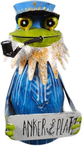 Zaunstecker oder Tischdeko Kapitän Frosch Ankerplatz 19 x 12 x 10 cm Maritim Zaunhocker Deko Figur GTT K233