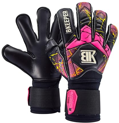 BKeeper Gants de Gardien Galactic #25 Noir Enfant, Coupe Hybride, Barrettes, Facile à Enfiler