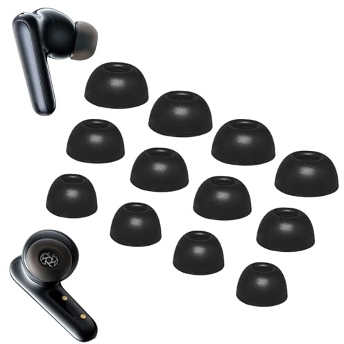 Aiivioll 6 Pairs Liberty 4 NC Ear Tips Compatible with Soundcore Liberty 4NC Replacement S/M/L 3 Size Soft Rubber Silicone Flexible Eartips Earplug Gel Skin Cover Fit in Case Accessories - Black