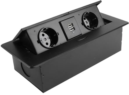 WOONEKY Versenkbare USB Steckdose für Konferenztische Pop Up Outlet mit Dämpfungsmechanismus Schwarz für Euro Stecker Installieren
