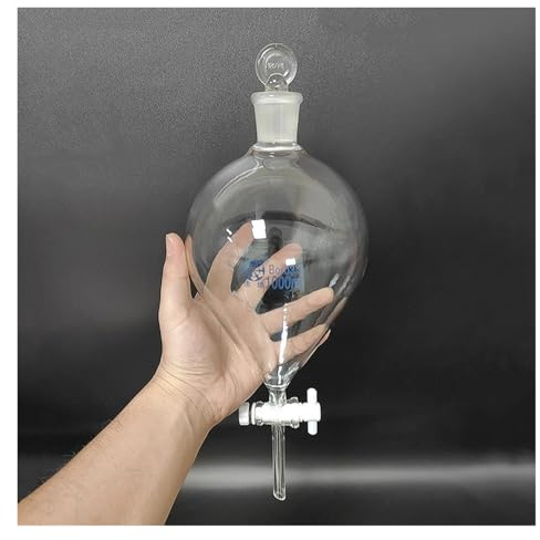 Embudo de decantación esférico con tapón de vidrio esmerilado 24/29-125 ml, 500 ml, 1000 ml - Válvula de conmutación de PTFE for uso en laboratorio(250mL)
