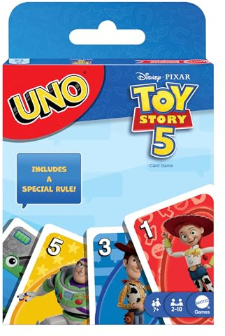 Mattel Games UNO Disney Pixar Toy Story 5 Card Game | Movie-Inspired Deck with Special Fully Charged Rule, For Kids, Teens & Family Nights, JLN03