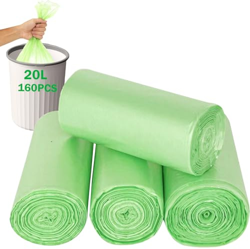 Sacs poubelle biodégradables de 5/10/20/30/50 l - Sacs poubelle compostables pour déchets alimentaires et sacs poubelle recyclés pour déchets de cuisine, maison, bureau et à déjections canines (vert