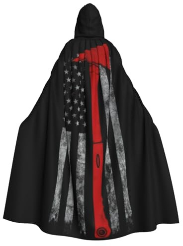 Yyoretp Batas unisex con capucha para adultos, diseño de hacha de bombero, línea roja, para Halloween, cosplay, disfraz de vampiro de la muerte