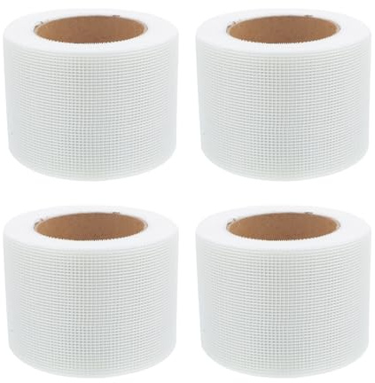 jojofuny 4pcs Drywall Joint Tape: Fiberglass Mesh Tape for Drywall Repair 4.5 cm X 30 m Patch Self-Adhesive for Sheetrock Crack Repair