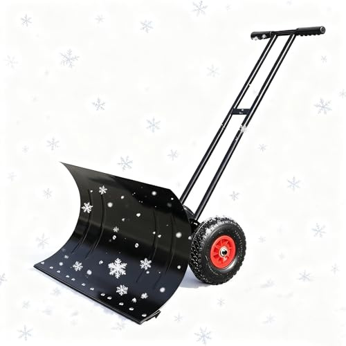 Kraftsparender Schneeschieber mit Rädern | 100 cm Breite für effizientes Räumen | Ideal für Schnee, Laub & Gartenarbeit | Höhenverstellbar & rutschfest