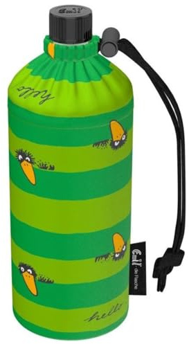 Emil Trinkflasche aus Glas für Mädchen & Jungen isolierte Glasflasche für Schule, Freizeit, Sport: Kinder & Eltern Rabe grün 0,4l