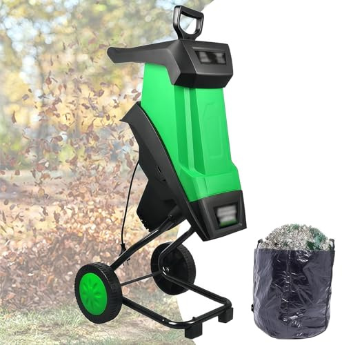 PRMTYUP Biotrituratore Elettrico da Giardino, Trituratore Multifunzione per Foglie E Rami da 2400 W con Sacco di Raccolta, capacità di Taglio Massima: 40 Mm, per Rifiuti da Giardino,2400w