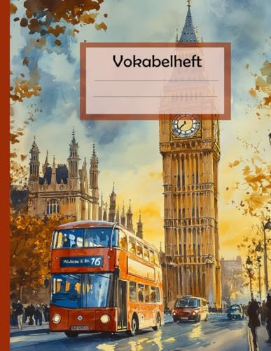 Vokabelheft A4 3 Spalten: 120 Seiten liniert, gebundenes Buch mit Soft Cover 21,0 cm x 29,7 cm