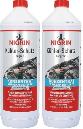 NIGRIN Kühler-Schutz Langzeit Konzentrat, Kühler-Frostschutz, 1 L, für Benzin- und Dieselmotoren (Packung mit 2)