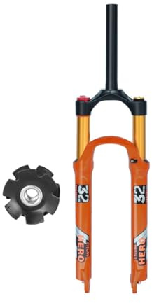 LHHL VTT Fourches Pneumatiques 26 27,5/ 29 Pouces Fourche Suspension Bicyclette Alliage Magnésium Bicyclette Frein À Disque QR 9mm Voyage 120mm 1-1/8 Tube Droit pour VTT/XC(29inch)