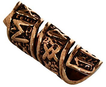 NKlaus SET 2x Wikinger Bartperle Haarschmuck RUNA Runen Bronze Lockenperle 40492