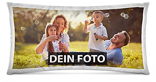 Fotokissen Bezug XXL selbst gestalten mit eigenem Foto - Einseitig Bedruckt - Fotogeschenk für Freunde und Familie - 40 x 80 cm, seidig-Glatte Oberfläche in Weiß | Personalisiert