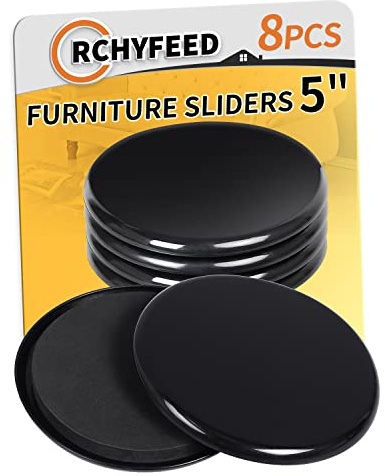RCHYFEED Furniture Slider for Carpet 5 inch, 8 Pcs Reusable Furniture Sliders and Gliders Heavy Duty, 127mm Round Furniture Pads for Effortlessly Moving Heavy Furniture, Protecting Carpets and Floor