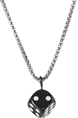 chengxun Svart tärning hänge halsband design känsla rostfritt stål hiphop halsband smycken för män, Rostfritt stål
