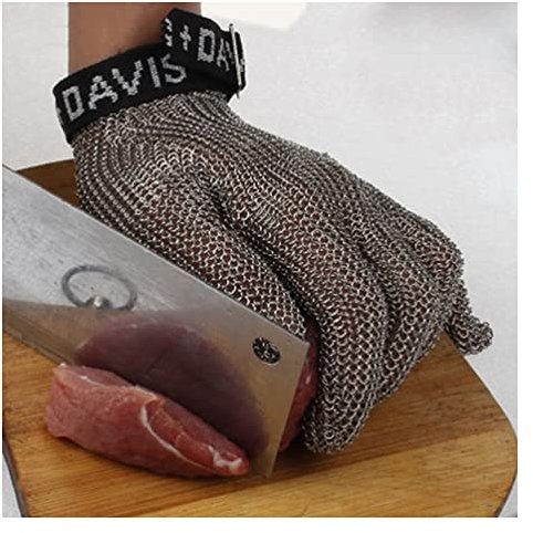 BCPPO Kettenhandschuh Schnittfeste Handschuhe Für Metzger, Lebensmittelechte, Sicher Arbeitende Edelstahl-Kettenhandschuhe, 6 Größen (Size : A Pack of one/XS)