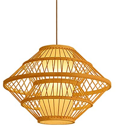 KXKLGWHN Japanese Vintage Bamboo Pendant Lamp,hand Woven Rattan Hanging Light,E27 Screw Single Head Chandeliers,chafing Dish Shop,tea Room,staircase Decoration Lighting Fixtures