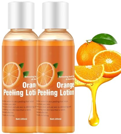 2PCS Orange Peeling Lotion, Body Peeling Lotion, Instant Exfoliation Dead Skin Remover Peeling Gel for Skin Body Face Neck Knees Foot