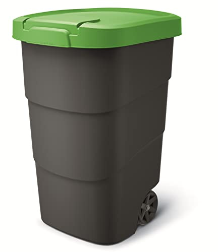 Prosperplast Wheeler 95L Müllbehälter mit Rädern und Deckel Mülltonne Müllgroßbehälter Großmülltonne Universaltonne Kunststoff (Grün)