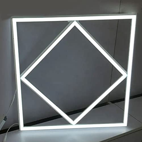 Auctionzltd LED Ceiling Panel Light – Pack of 2 Recessed Diamond Edge-Lit Frame 600x600-3-in-1 Edge Lit Panel Light Cool White 6500K 40W + 40W Suspended Ceiling Lights for Offices