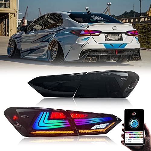 T T-ABC Taillights Compatible with Toyota Camry 2018-2024 LE SE TRD XSE XLE Nightshade Hybrid Tail Lights Assembly 8th Gen Accessories LED Sequential Animation Custom Replacement (ES Style R)