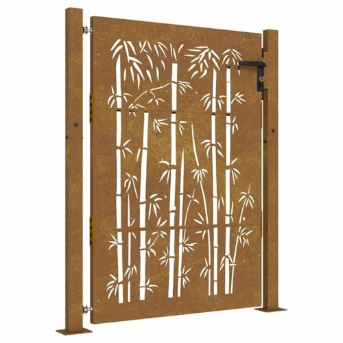 vidaXL Puerta de jardín 100x150 cm de Acero corten con diseño de bambú