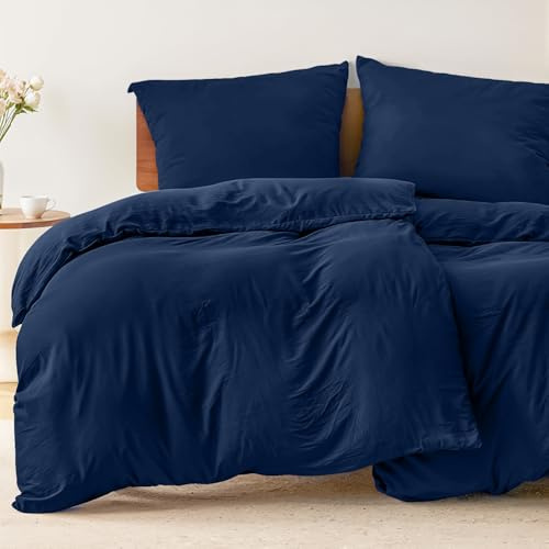 Dreamzie - Bettwäsche 135x200 4teilig - 2 Bettbezüge + 2 Kissenbezüge 80x80 | Dunkelblau · 100% Mikrofaser · Bettdeckenbezug · Reißverschluss · OEKO-TEX · Bügelfrei · Pflegeleicht · Atmungsaktiv · Weich