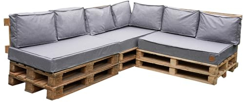 Bielik Palettenkissen Palettenauflagen mit abnehmbarem Bezug Palettenmöbel Palettensofa Palettenpolster (hellgrau, 10er Set: Sitzkissen 120x80 + Rückenlehne 60x40)
