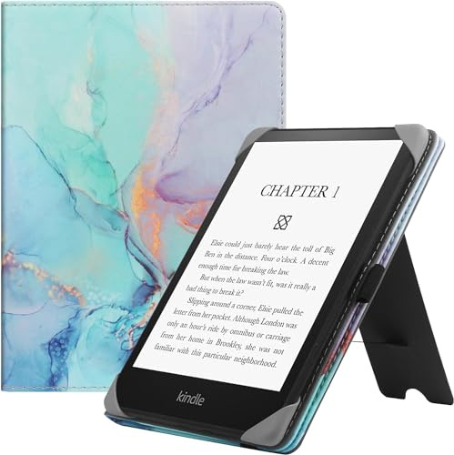 HGWALP Funda Universal para 6 Kindle Paperwhite eReaders, Funda Folio Soporte con Correa Compatible con Kindle 2024/Kindle Paperwhite/Kobo/Tolino/Pocketbook/Sony 6 Pulgadas E-Book Reader-Marble Blue