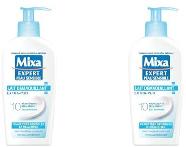 Mixa Expert Peau Sensible Lait Démaquillant Apaisant Extra-pur 200 ml (Lot de 2)