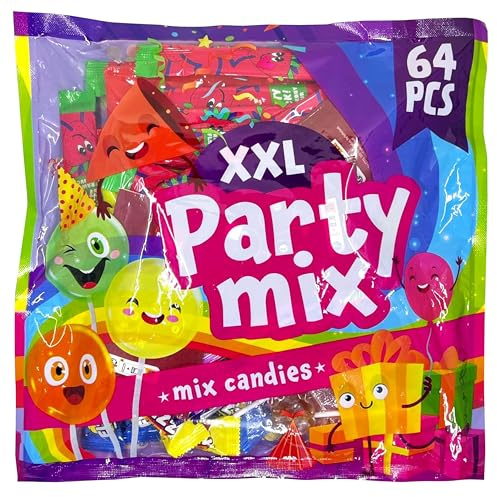 Becky's Party Mix Bag 64 Stück, 500g, vegan Süßigkeiten | glutenfrei, sauer, fruchtig, für jede Feier, Süßigkeiten Mix mit Lutscher, Kaugummis, Kaubonbons, für Geburtstage, Picknicke