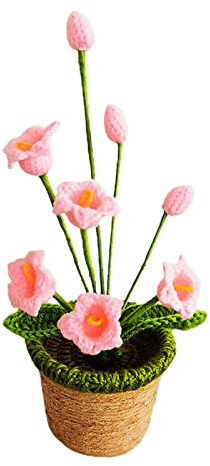 Rose, Girasoli o Mughetti Lavorati a Maglia in Vaso, Mini Fiori Fatti a Mano All'uncinetto, Orchidea Campana Artificiale in Vaso, per Ornamento da Tavolo, Decorazioni per la Tavola(Orchidea campana)