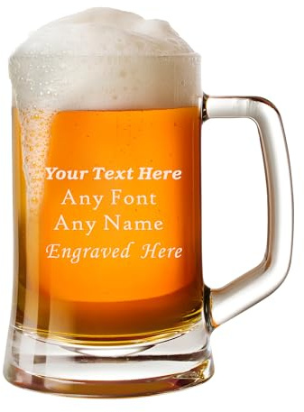 EDSG Personalised Beer Glass Pint Glass Gifts for Men 600ML Fathers Day Engraved Beer Glass Beer Mug Beer Tankards for Christmas Dad Grandpa Daddy Him Husband (Design 1)