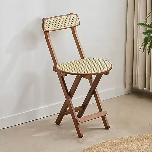 Faltbarer Rattan-Hochhocker, Barstuhl, Holzlehne, schlichtes Design (26 x 40,5 x 92 cm)