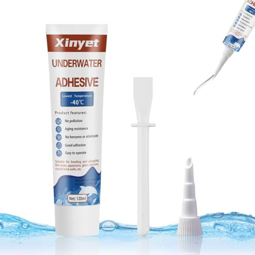 Xinyet 120ml Aquarium Kleber, Glaskleber Stark Wasserfest, Aquarium Silikon Transparent, Unterwasserkleber Geeignet zum Verkleben von PVC, Metall, Stein, Glas, Holz, Kunststoff