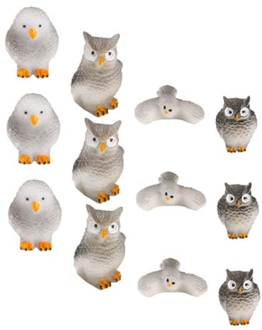 HAWILLOSCH 12stücke Miniatur-eulenfiguren Aus Harz Mini Eulen Statuen Micro Tier Dekor Für Garten Und Schreibtischornament Eulenfigurine Für Landschaftsdekoration Eulen-skulpturen