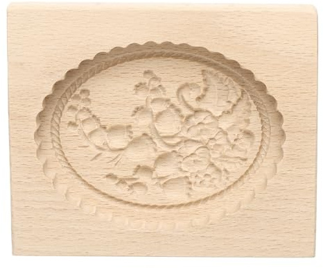 sourcing map Wooden Cookie Mould 3.94 x 3.15 Wooden Cookie Biscuit Mould Violet Carved Baking Cookie Tool Biscuit Press Stamp
